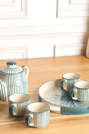 verdant stripes tea set