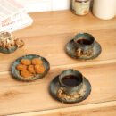 Earthen Grace Ceramic Cup & Saucer Set - Pack of 3 for a Stylish Tea Experience