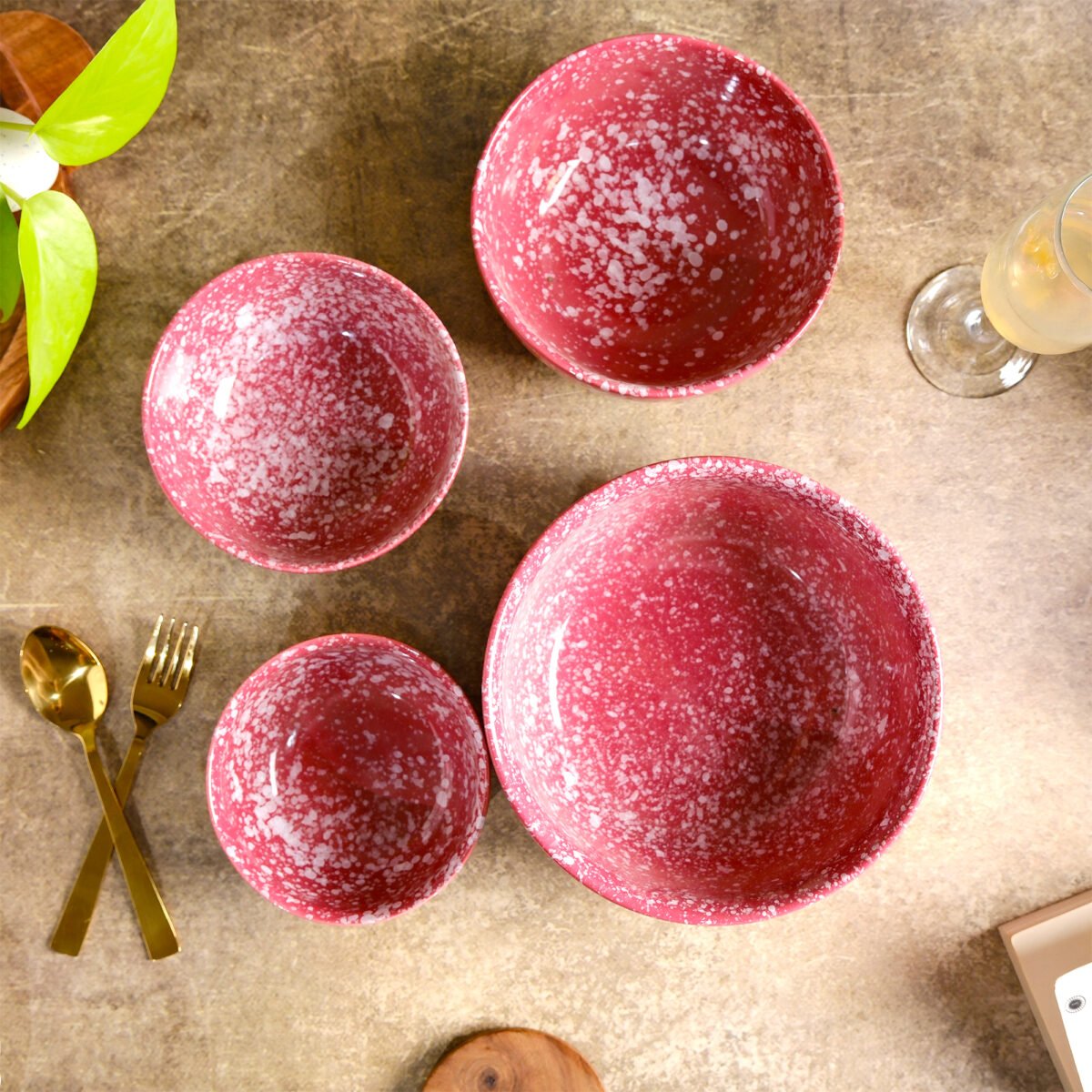 Blush Cascade Serving Bowl Set of 4 Bowls | 7 Inches, 6 Inches, 5.5 Inches, and 4.5 Inches (1300ml, 850ml, 550ml, and 350ml)