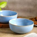 Ocean Blue Ceramic Bowl Set of 2 Bowls