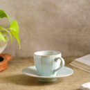 Light Cyan Ceramic Cup & Saucer Set