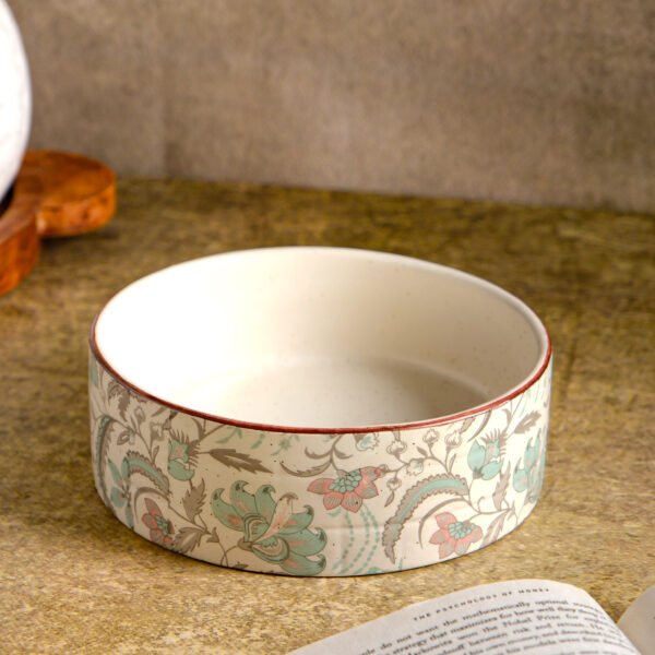 Blossom Harmony Ceramic Serving Bowl with Wooden Stand - Image 4