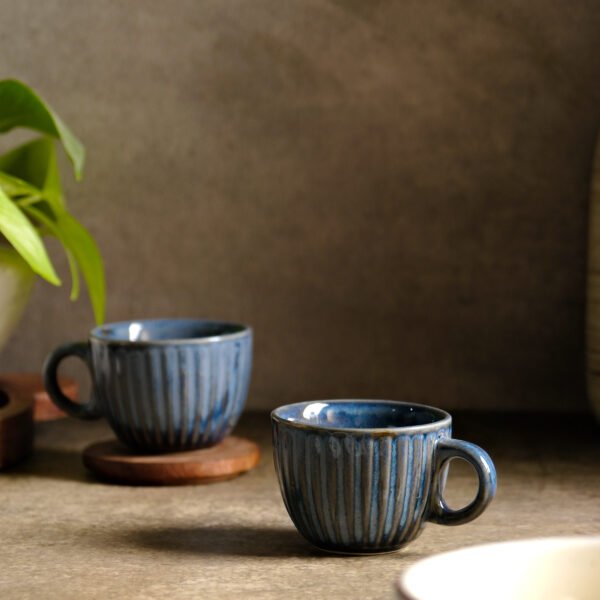 Azure Elegance Embossed Cup Set of 2 Cups