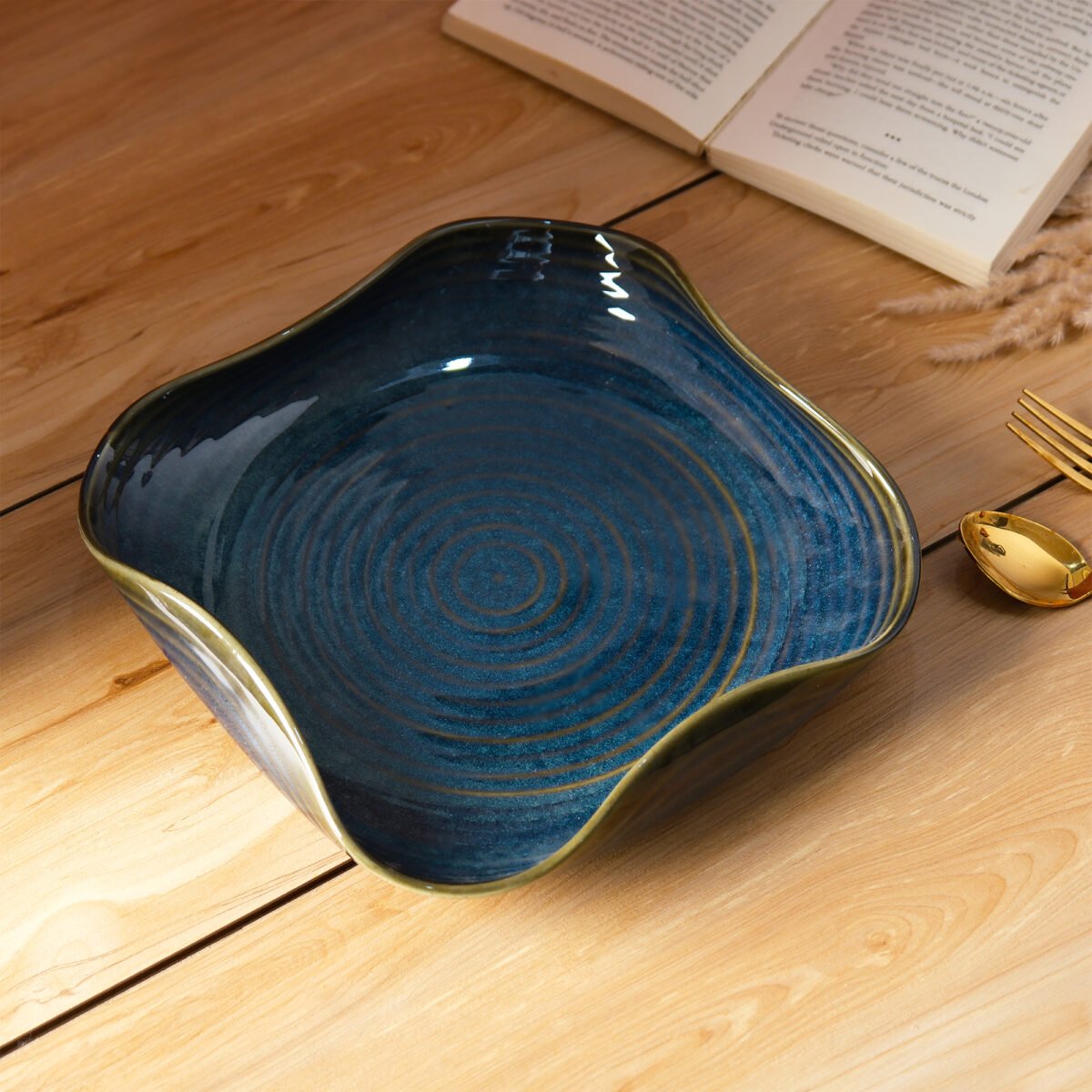 Sapphire Elegance Serving Dish – Premium Quality Dinnerware for Elegant Dining | Buy Online at Harmiche