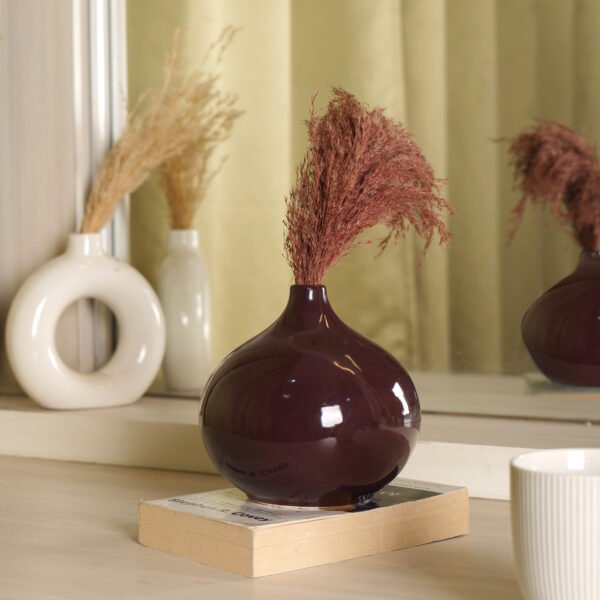 Crimson Aura Ceramic Vase - Balloon Shaped Ceramic Vase - Image 4