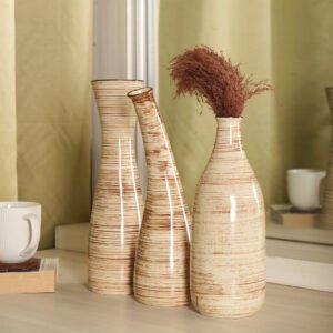 Iris Beige Elegance Vase Set of 3 Ceramic Vases - Perfect for Home Décor | Harmiche