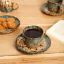 Earthen Grace Ceramic Cup & Saucer Set - Pack of 3 for a Stylish Tea Experience