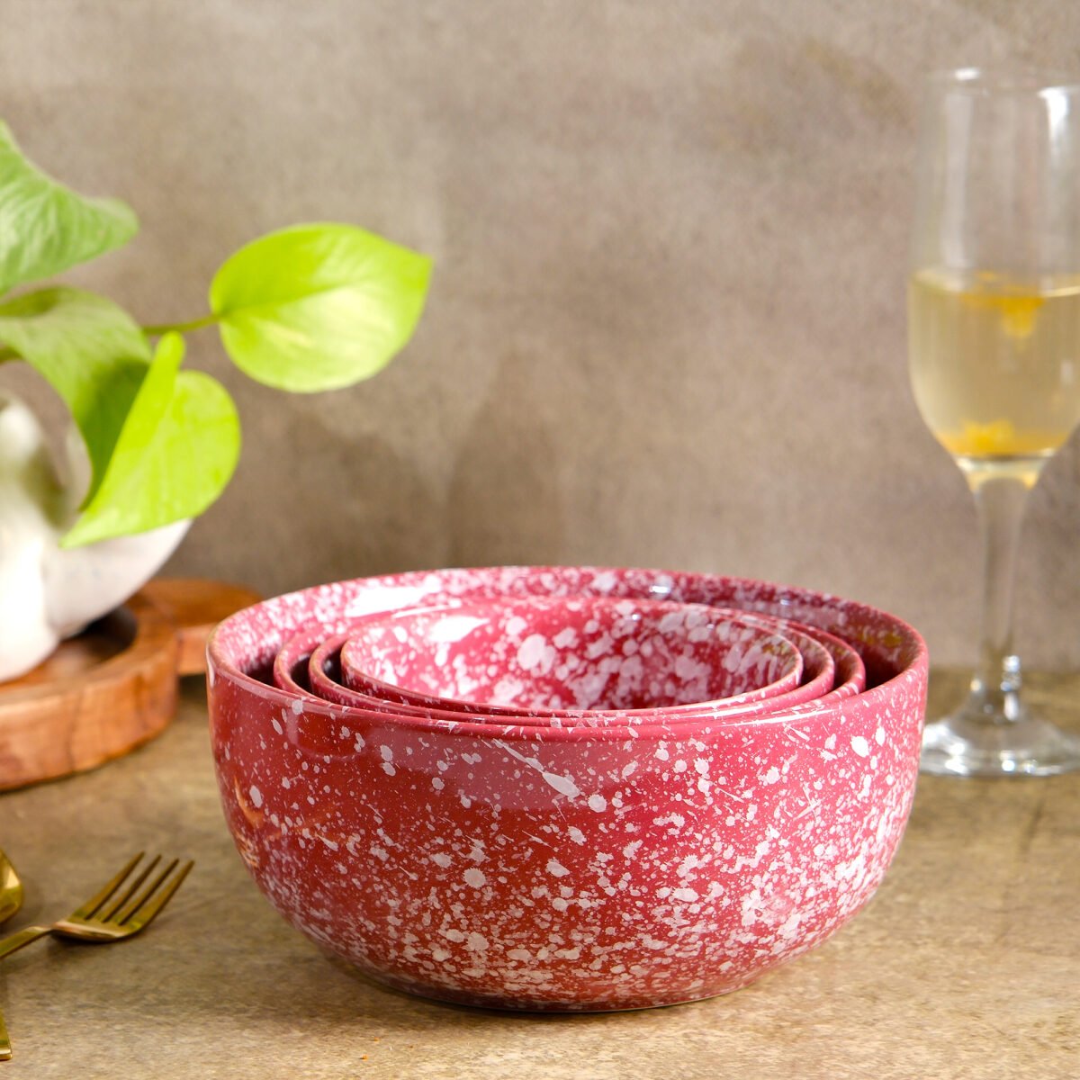 Blush Cascade Serving Bowl Set of 4 Bowls | 7 Inches, 6 Inches, 5.5 Inches, and 4.5 Inches (1300ml, 850ml, 550ml, and 350ml)
