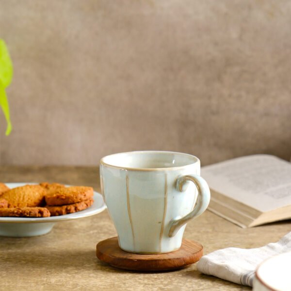 Light Cyan Ceramic Cup & Saucer Set - Image 5