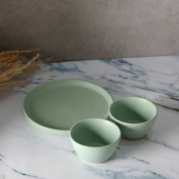 Mint Matte Charm Set of 1 Quarter Plate and 2 Bowls - Image 4