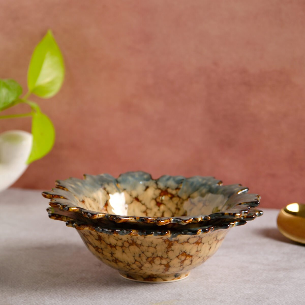 Marbled Earth Soup Platters Set of 2 | 8 Inches Bowls (550ml)