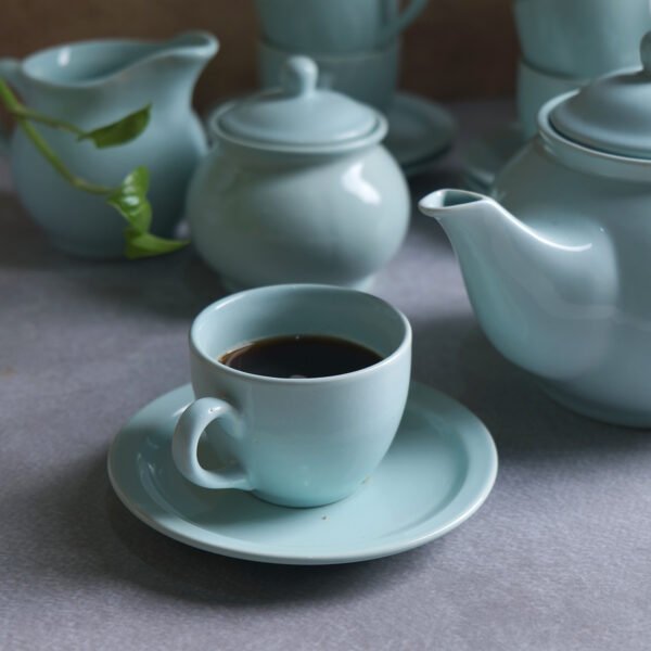 Turquoise Serenade Tea Set - 6 Cups & Saucer, Tea Kettle Pot, Milk Pot, Sugar Pot - Image 5