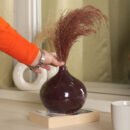 Crimson Aura Ceramic Vase - Balloon Shaped Ceramic Vase