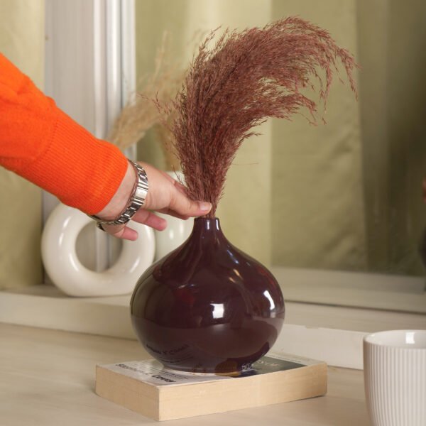 Crimson Aura Ceramic Vase - Balloon Shaped Ceramic Vase - Image 2