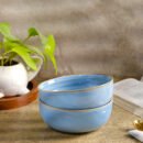 Ocean Blue Ceramic Bowl Set of 2 Bowls