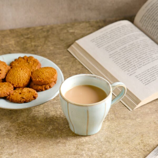 Light Cyan Ceramic Cup & Saucer Set - Image 2