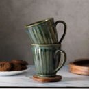 Emerald Gleam Mug Set of 2 Mugs(Metallic Green)