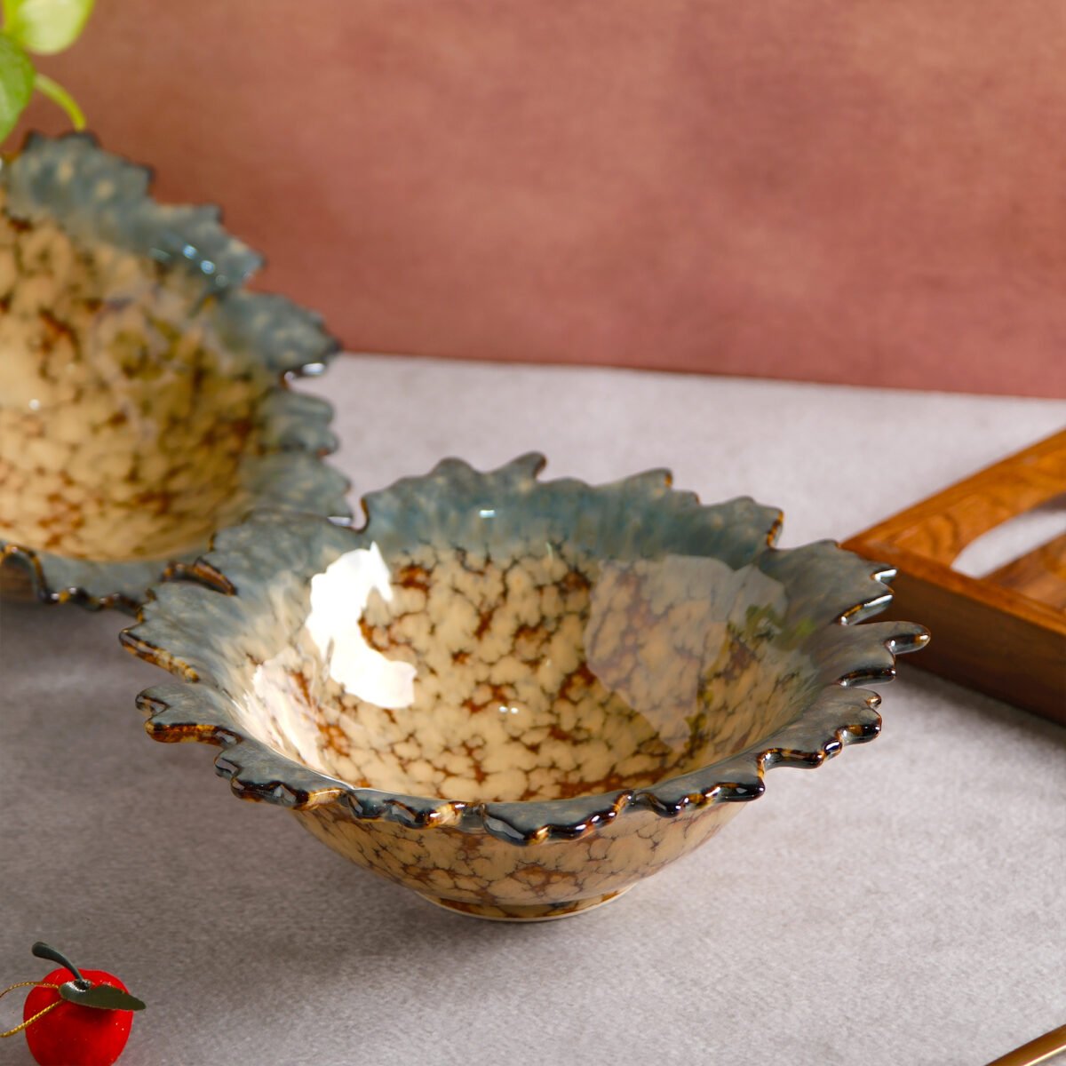 Marbled Earth Soup Platters Set of 2 | 8 Inches Bowls (550ml)