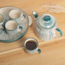 Verdant Stripes Tea Set – Elegant Ceramic Tea Set for Modern Living