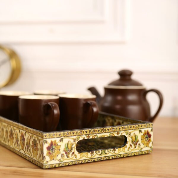 Mocha Elegance Tea Set - 4 Cups, 1 Kettle & Tray | Stylish Tea Serving Set - Image 5