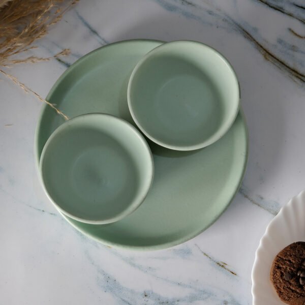 Mint Matte Charm Set of 1 Quarter Plate and 2 Bowls