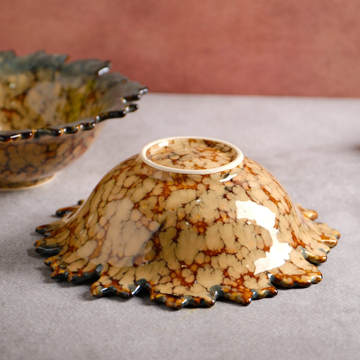 Marbled Earth Soup Platters Set of 2 | 8 Inches Bowls (550ml)