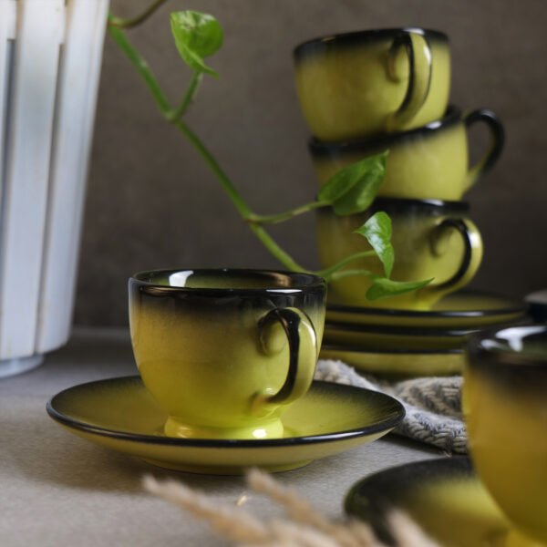 Citrus Eclipse Cup & Saucer Set of 6 Cups & Saucer - Image 4