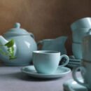 Turquoise Serenade Tea Set - 6 Cups & Saucer, Tea Kettle Pot, Milk Pot, Sugar Pot