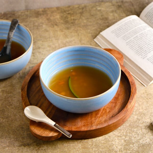 Ocean Blue Ceramic Bowl Set of 2 Bowls - Image 2