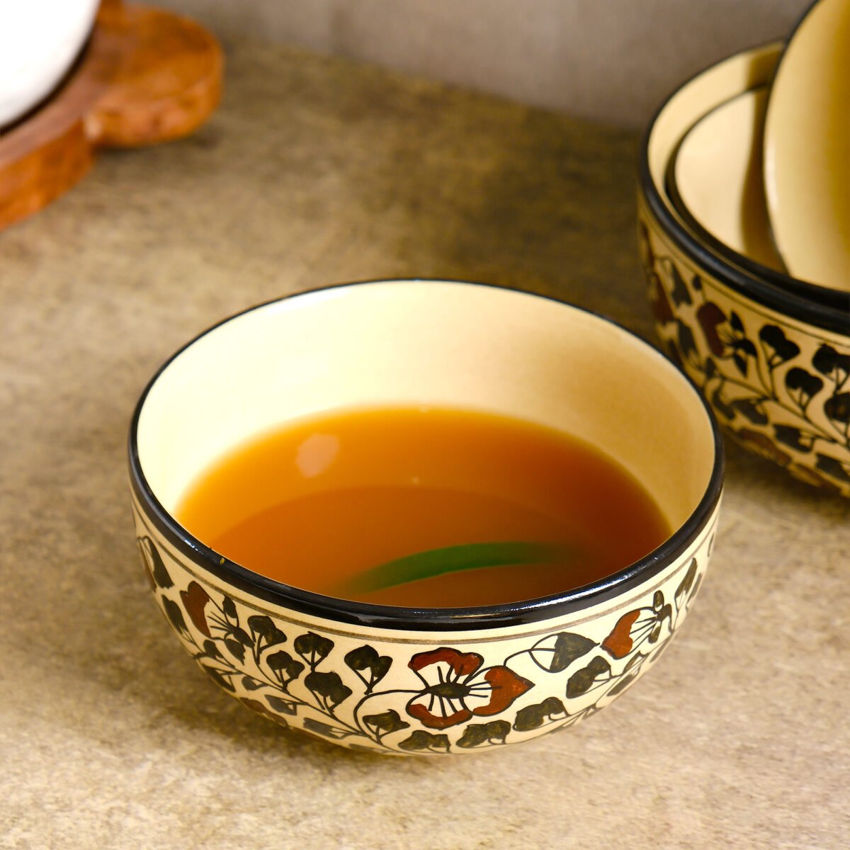 Caffeine Artisan Ceramic Serving Bowl - Set of 4 Bowls | 7 Inches, 6 Inches, 5.5 Inches, and 4.5 Inches (1300ml, 850ml, 550ml, and 350ml)