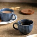 Azure Elegance Embossed Cup Set of 2 Cups