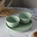 Mint Matte Charm Set of 1 Quarter Plate and 2 Bowls