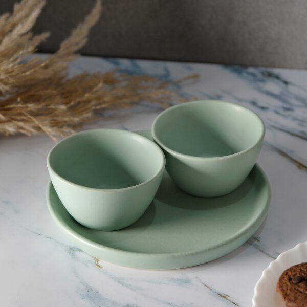 Mint Matte Charm Set of 1 Quarter Plate and 2 Bowls - Image 2