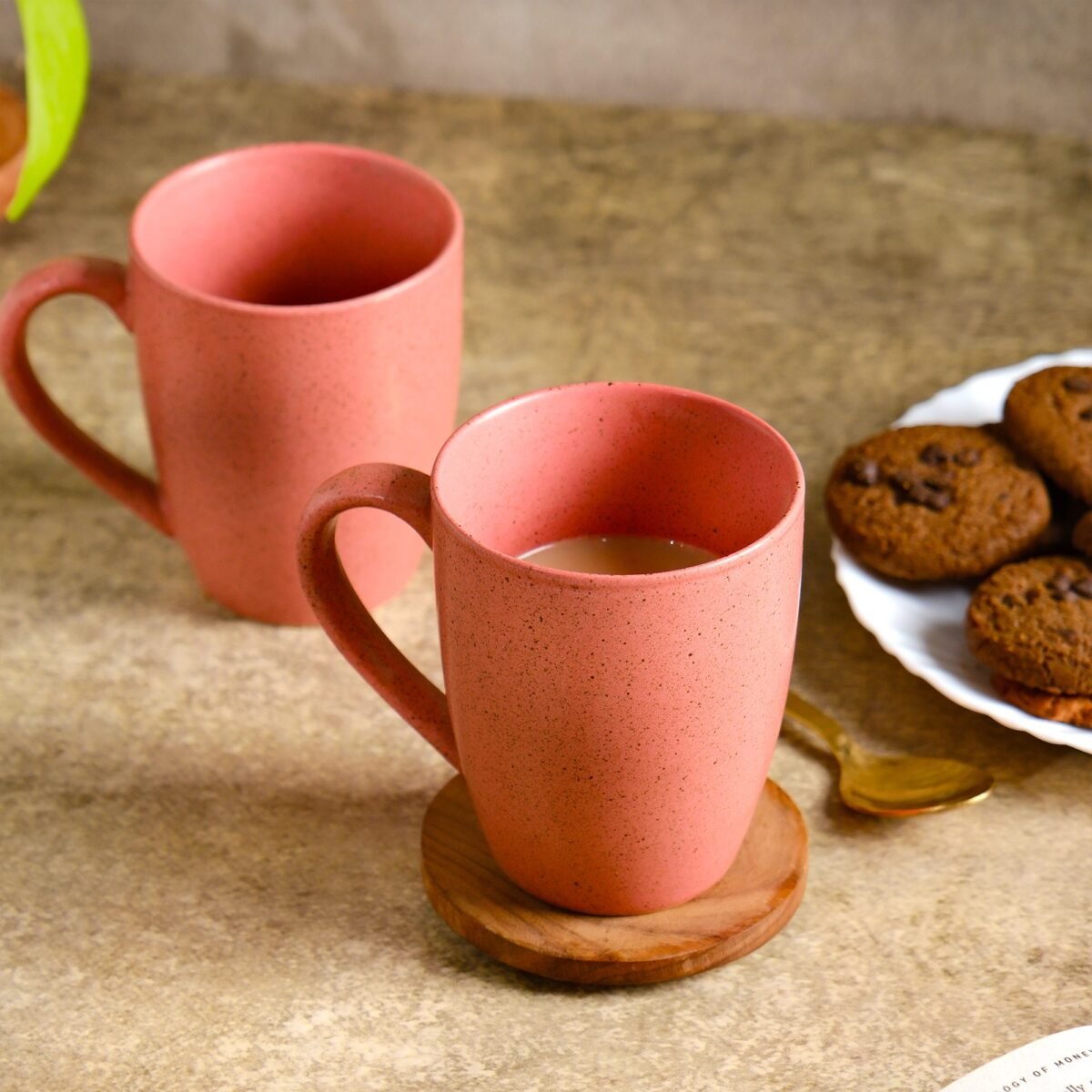 Elegant Rose Matte Mug Set of 2 | 280ml Mugs | Coffee Mugs Set of 2