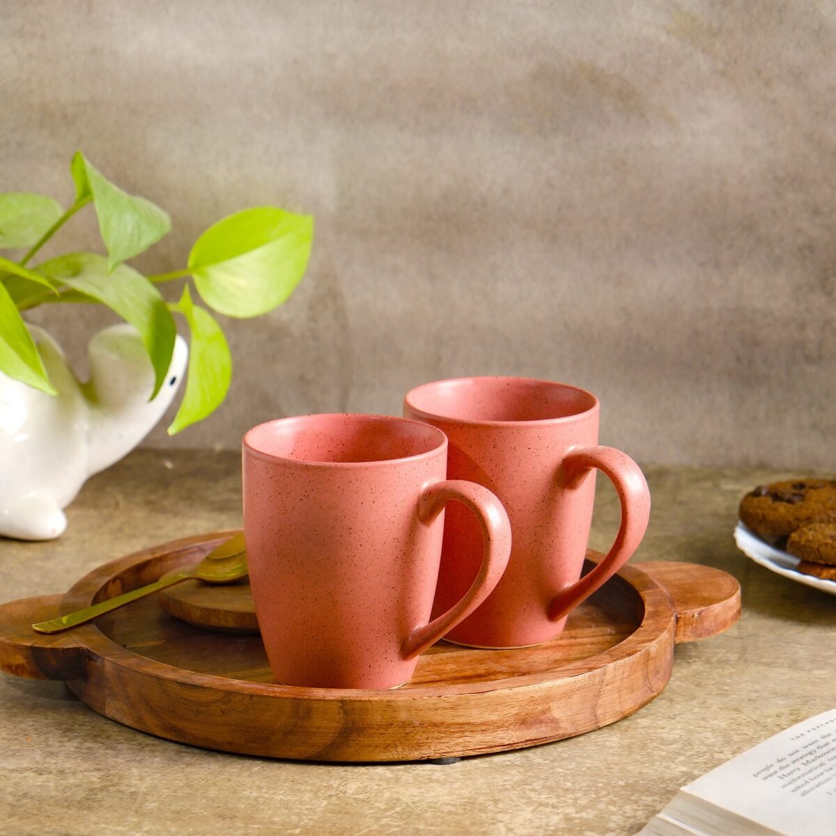 Elegant Rose Matte Mug Set of 2 | 280ml Mugs | Coffee Mugs Set of 2