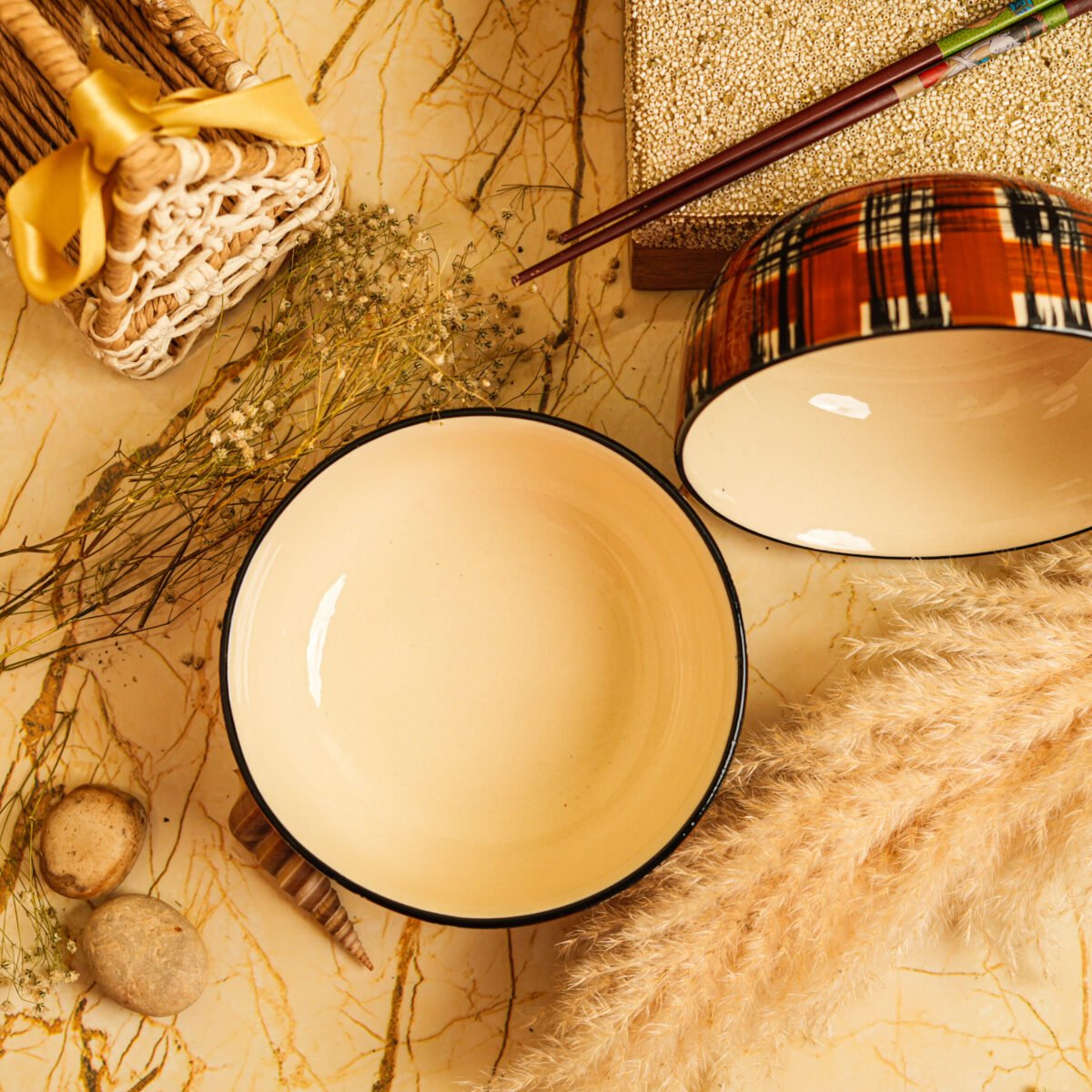 Classic Checks Serving Bowls Set of 2 Serving Bowls | 7 Inches Bowls (1400ml)