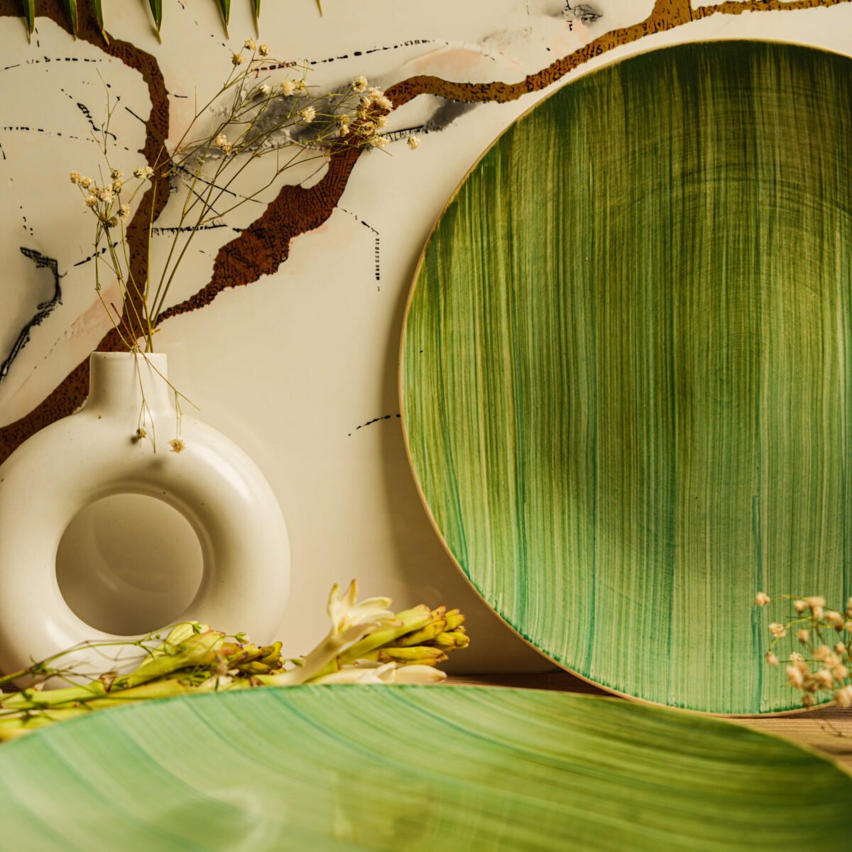 Verde Brushstroke Dinner Plates Set of 2, 4, 6 and Single Dinner Plate | 10 inch