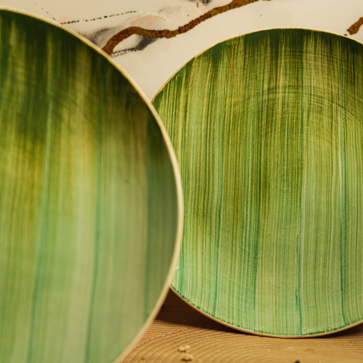 Verde Brushstroke Dinner Plates Set of 2, 4, 6 and Single Dinner Plate | 10 inch