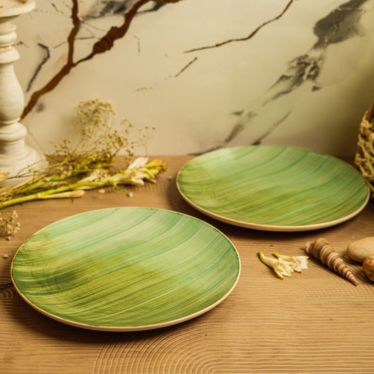 Verde Brushstroke Dinner Plates Set of 2, 4, 6 and Single Dinner Plate | 10 inch