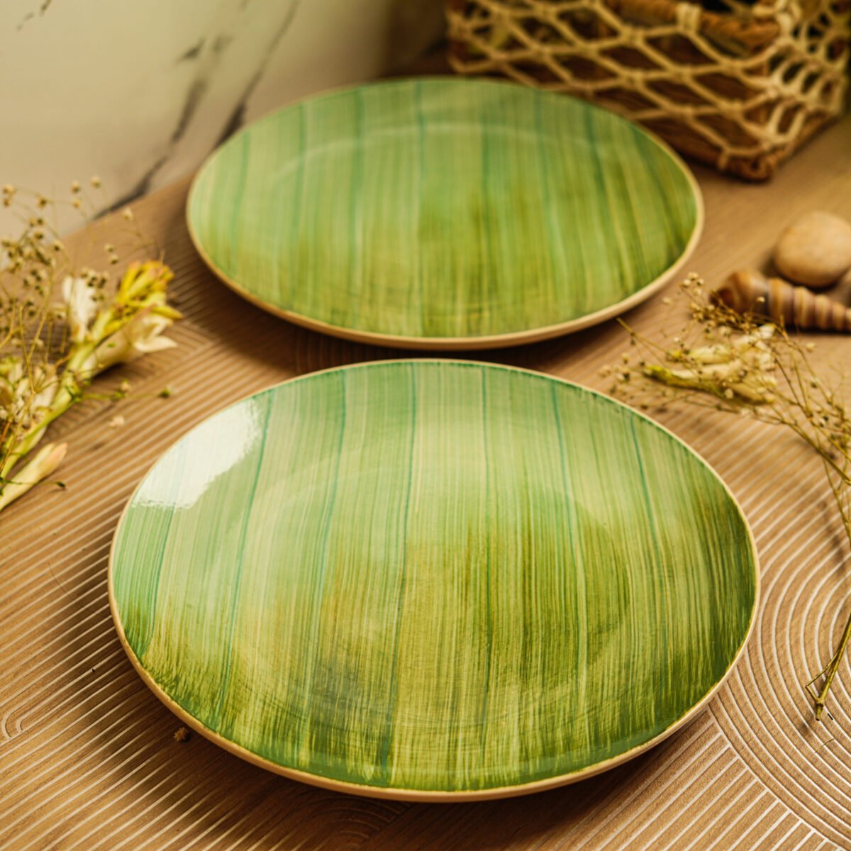 Verde Brushstroke Dinner Plates Set of 2, 4, 6 and Single Dinner Plate | 10 inch
