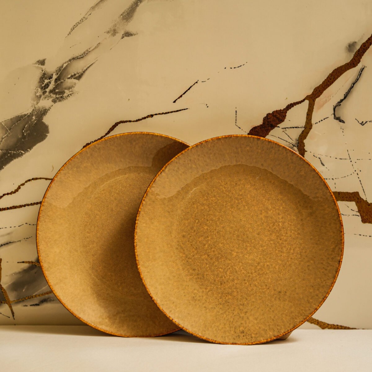 Glossy Sand Quarter Plates Set of 2  | 7 inch