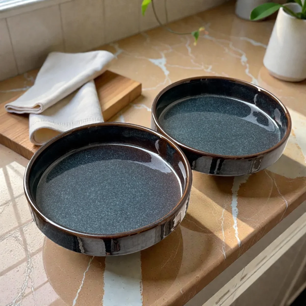 Harmiche Storm Ash Salad Bowl – Set of 2 | 6", 7" & 8" Options