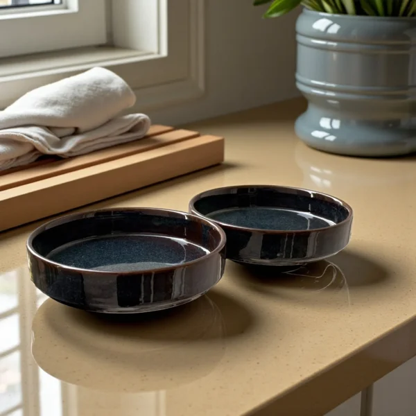 Harmiche Storm Ash Salad Bowl – Set of 2 | 8 Inch x 1.5 Inch