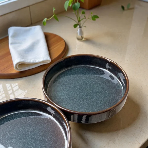 Harmiche Storm Ash Salad Bowl – Set of 2 | 8 Inch x 1.5 Inch