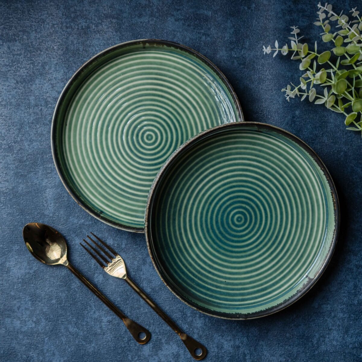 New Ocean Mist Ceramic Snack Plates – Set of 2 | 9 Inch x 1 Inch