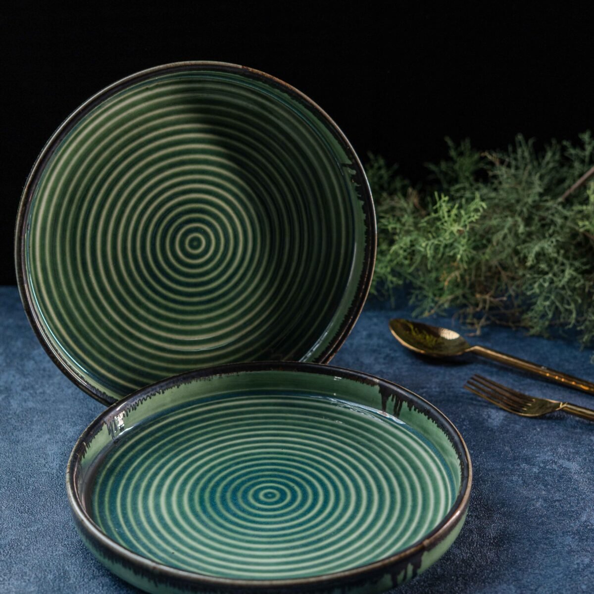 New Ocean Mist Ceramic Snack Plates – Set of 2 | 9 Inch x 1 Inch