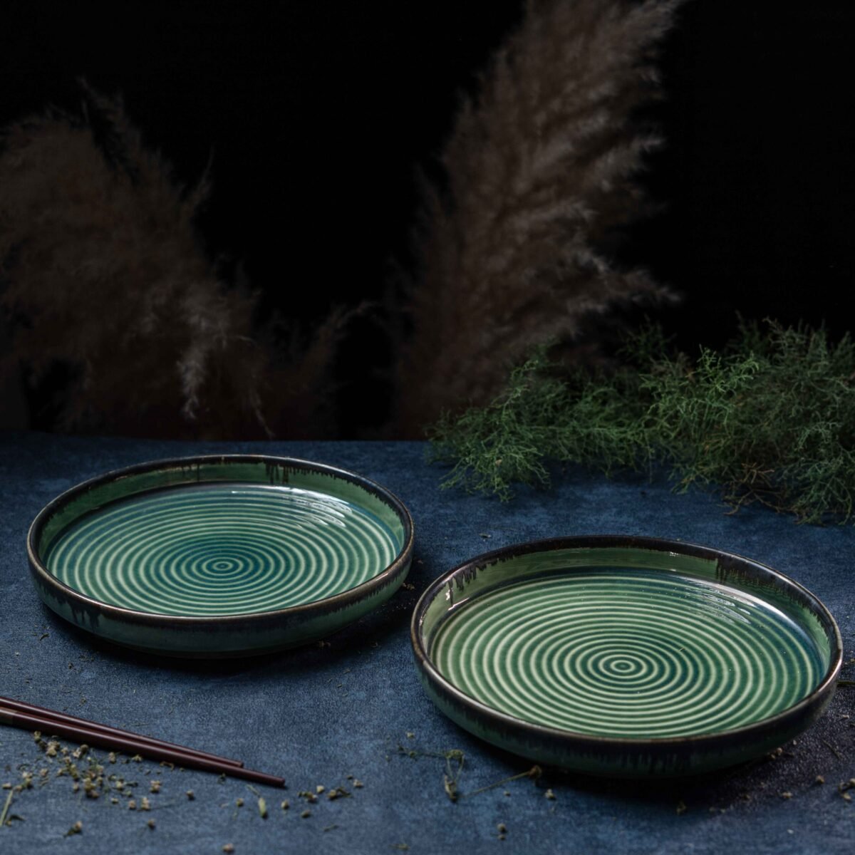 New Ocean Mist Ceramic Snack Plates – Set of 2 | 9 Inch x 1 Inch