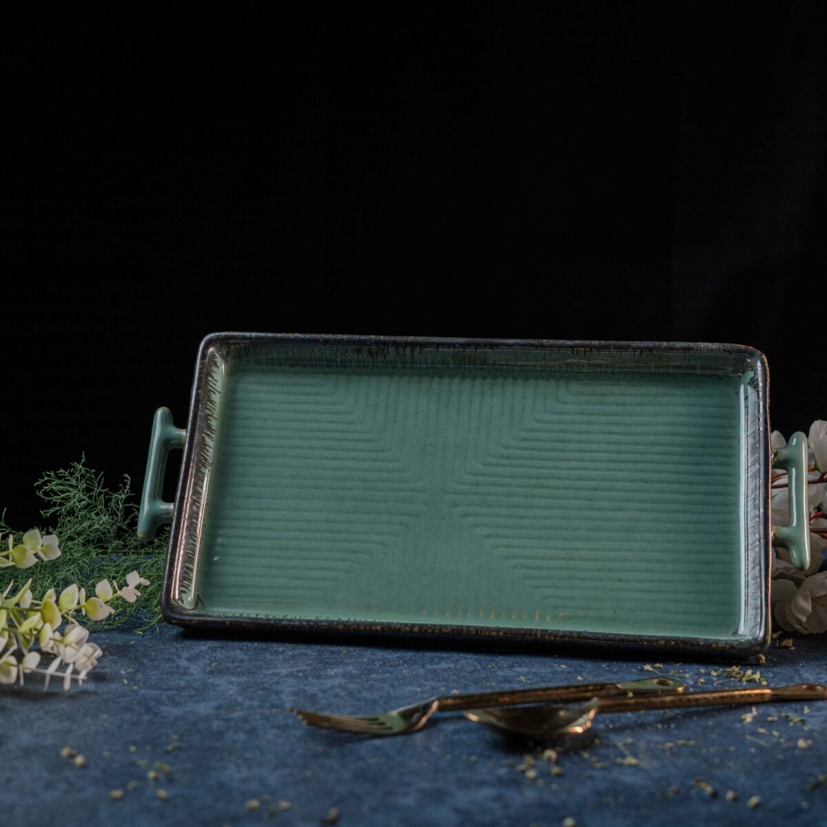 New Ocean Haze Ceramic Serving Platter | 32cm x 18cm