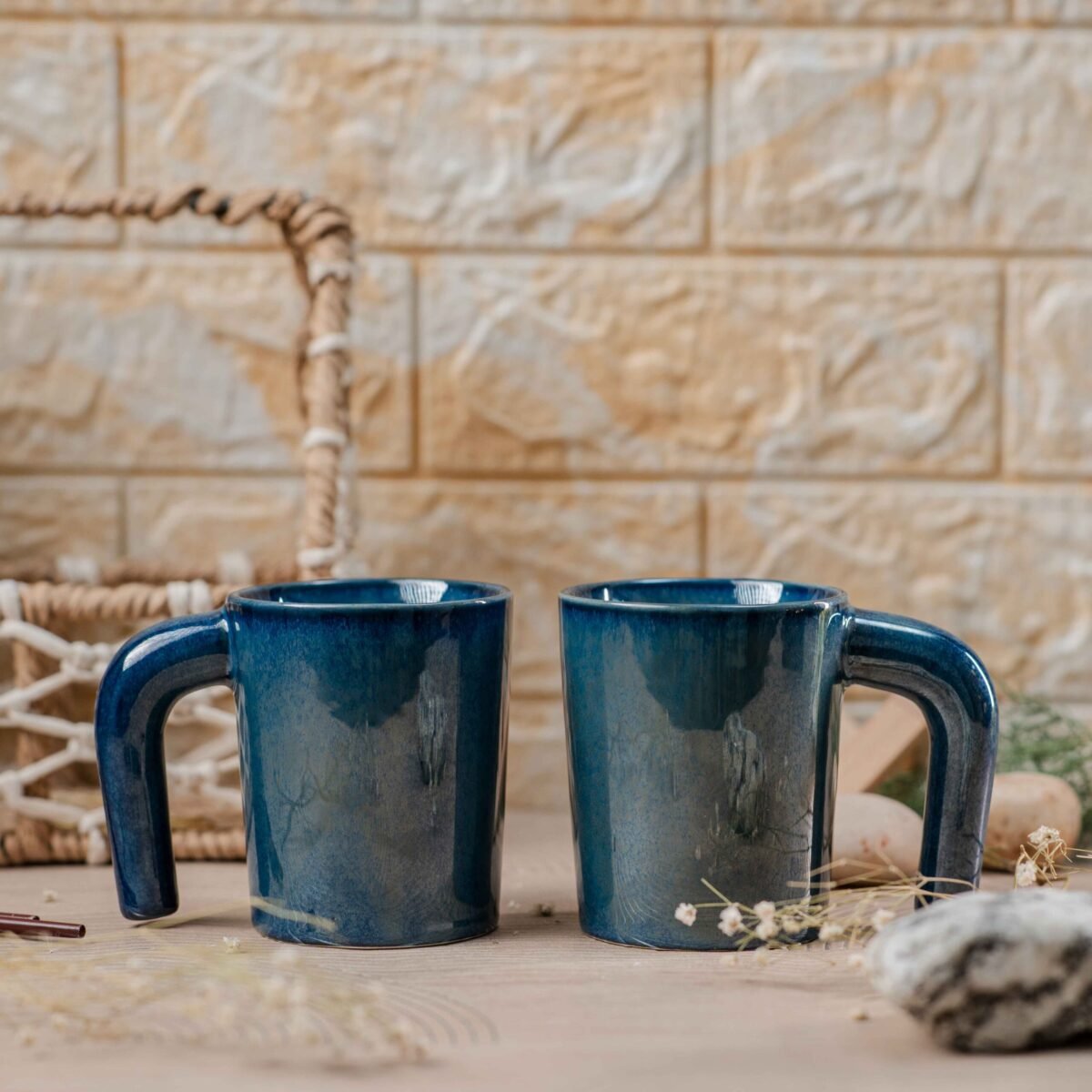 Harmiche Blue Wave Mugs – Set of 2 Mugs | 280ml Mugs | Coffee Mugs Set of 2