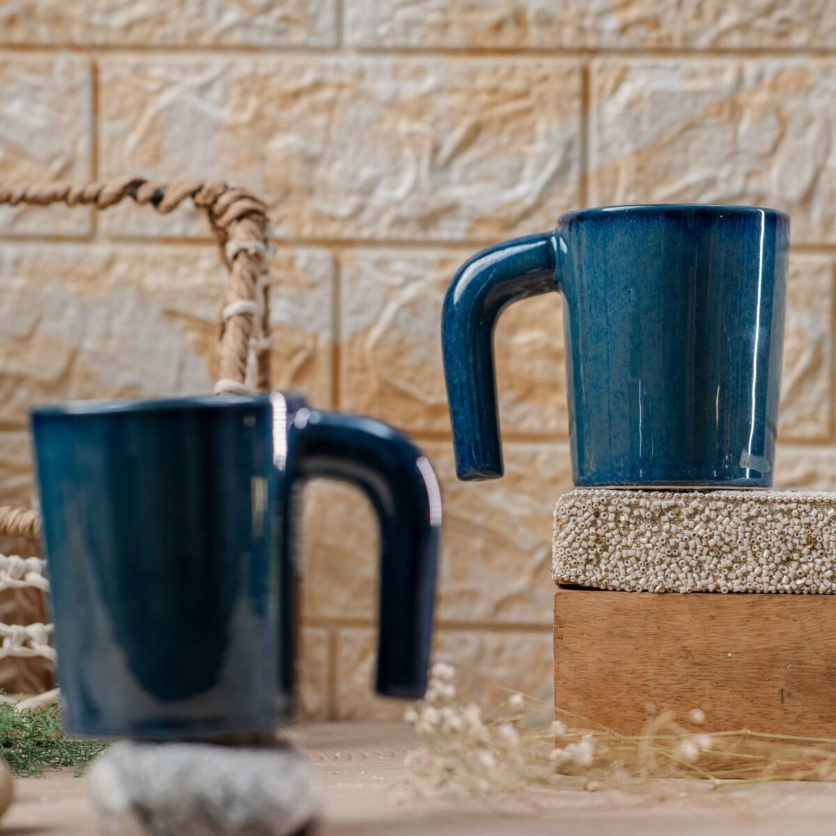 Harmiche Blue Wave Mugs – Set of 2 Mugs | 280ml Mugs | Coffee Mugs Set of 2
